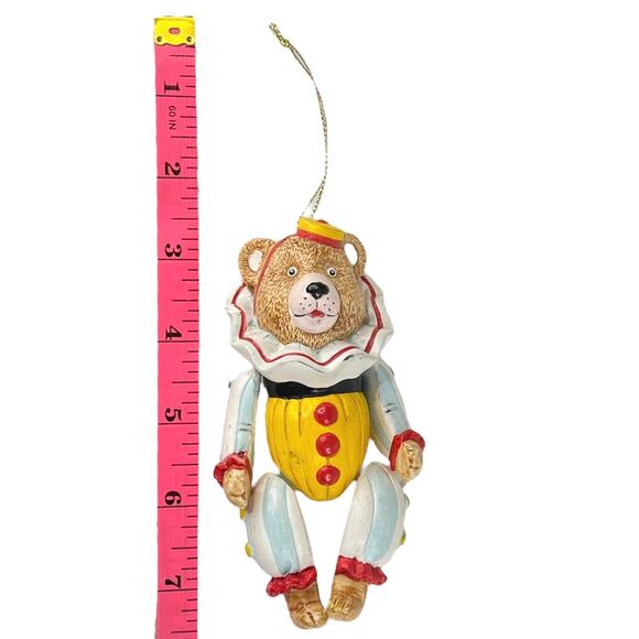 VTG 80s Vandor Wooden Bear Circus Clown ORNAMENT 5" Christmas Jointed Wiggle Man - Picture 3 of 4